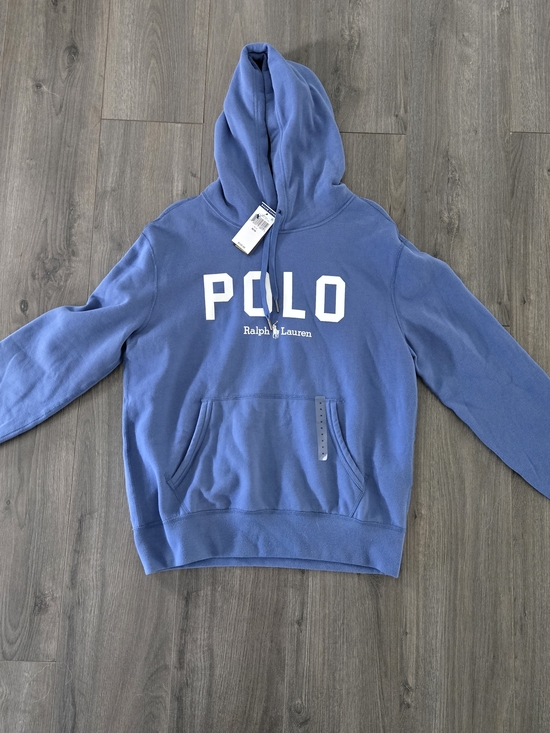 Polo by Ralph Lauren Blue Logo Hoodie Medium Unisex Pullover NWT Front Pocket - Picture 11 of 16